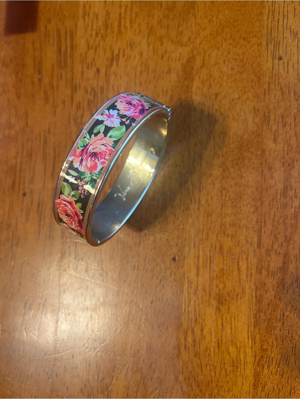 Vera Bradley’s Floral Pink Rose Enamel Bangle Bracelet - Women Jewelry